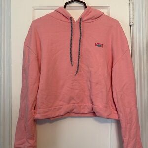 Vans Women's Cropped Pink Hoodie with Embroidered Logo